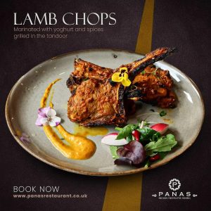 Grilled lamb chops served with mint chutney at Panas Indian Dining in Twickenham